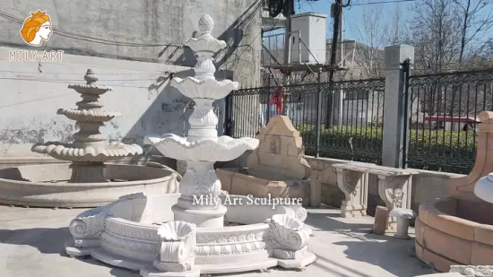Garden Ornament Decoration China Supplier Factory Customized Outdoor Decorative Nature Stone Water Horse White Marble Fountain for Sale